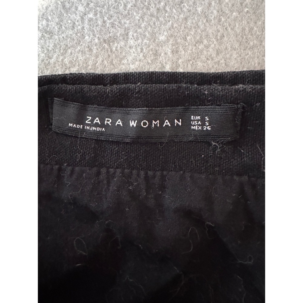 Zara Woman Size 2 Embroidered Floral Bird Mini Skirt Black Boho - Picture 4 of 6
